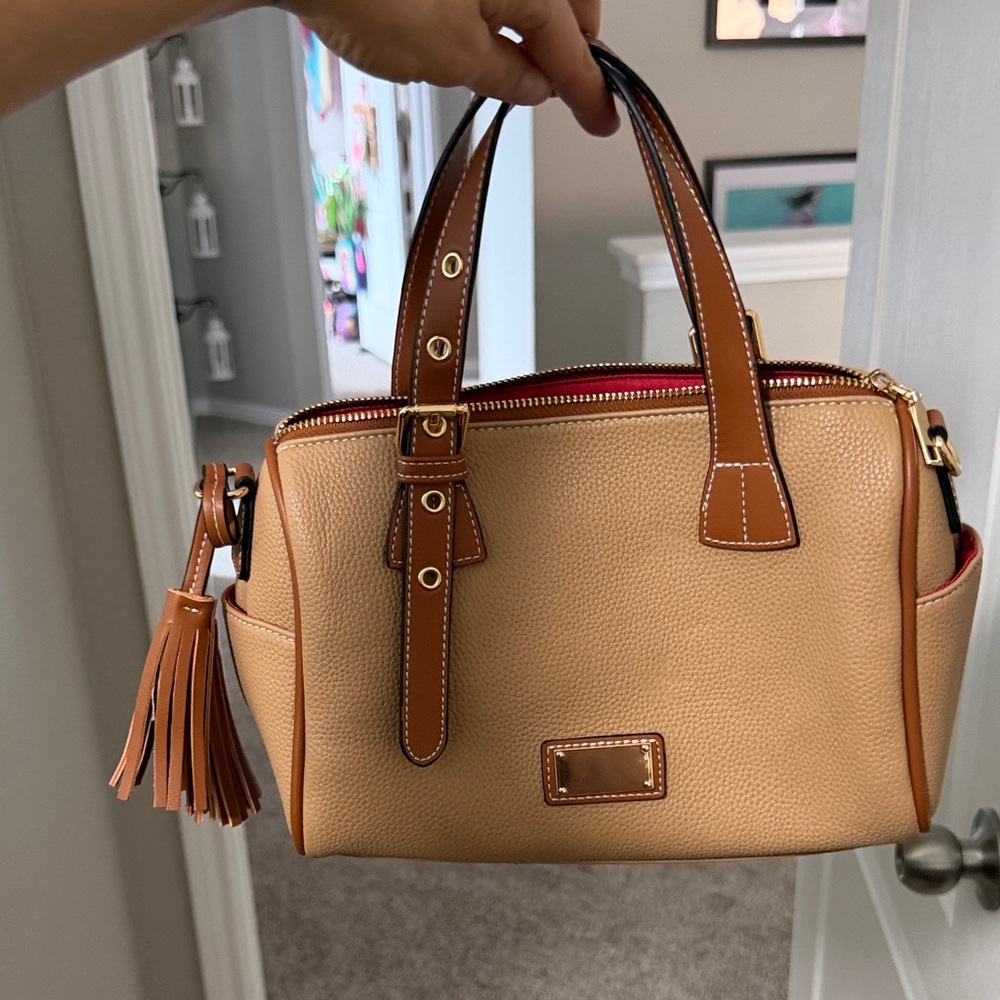 Tan Leather Handbag with Tassel